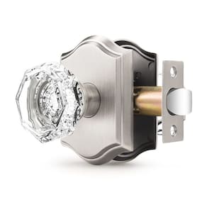 Maçaneta de porta Orger Passage Glass Clear Crystal Satin Nickel