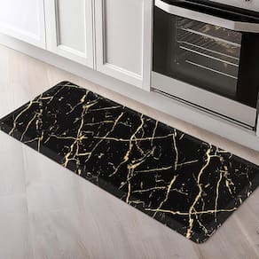 Tapete de cozinha Tyrot Gold Foil Marble Anti Fadiga com 1,3 cm de espessura