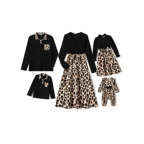Roupas combinando Patpat Family Girl, vestido de manga comprida, preto