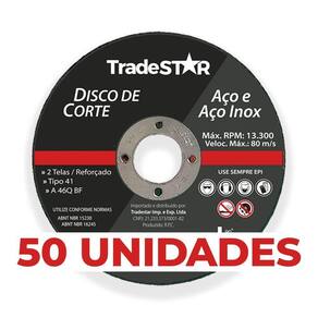 Kit 50 Discos De Corte Metal 115x1,0mm