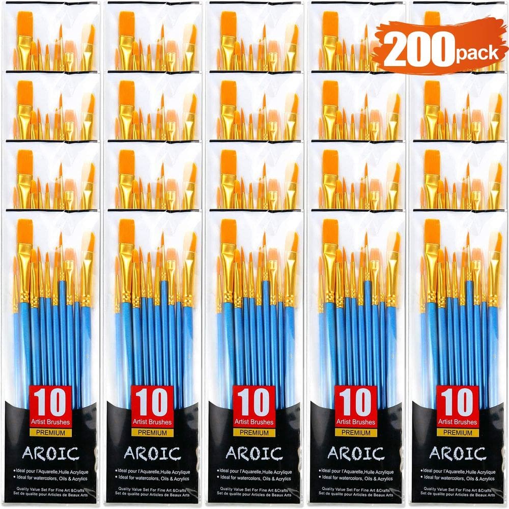 Conjunto de pincéis de pintura AROIC Nylon Hair para óleo e aquarela