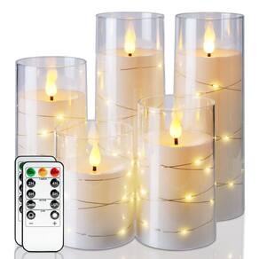 Conjunto 5 de velas sem chama Homemory com Star String Fairy Lights