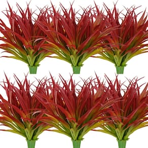 Planta de grama artificial Dehoxara resistente a UV, 24 unidades, rosa vermelha