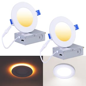 Luzes LED embutidas CyceVsun de 10 cm com luz noturna, pacote com 2