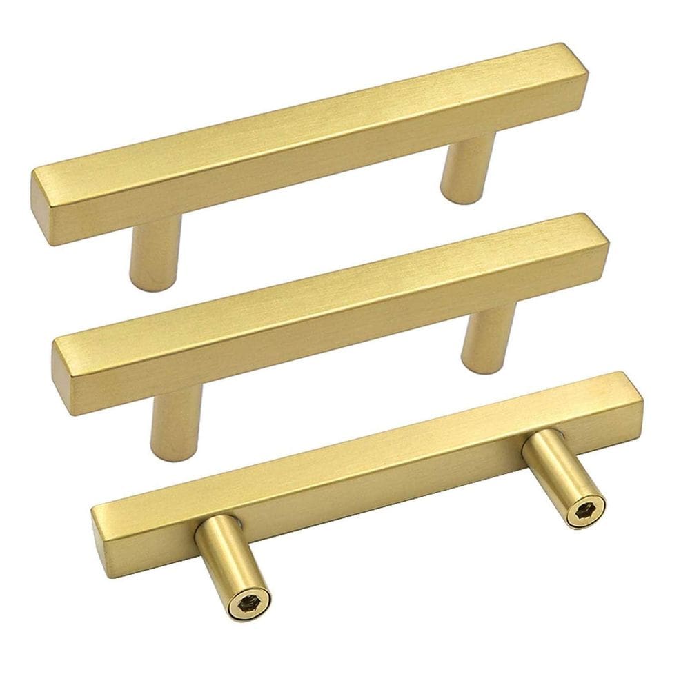 Alças de gabinete goldenwarm LS1212GD96 em latão escovado, pacote com 10