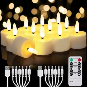 Velas sem chama, lâmpada de chá LED recarregável Homemory, pacote com 12