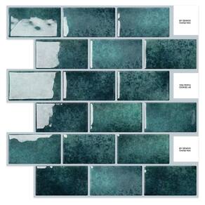 Tile Backsplash DEWOO Teal Green Autoadesivo 3D Brick