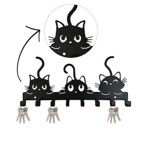 Organizador De Chaves Gatinhos Em Metal Preto 30X15Cm