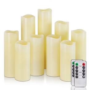 Conjunto de 9 velas LED Pillar Homemory Ivory Real Wax