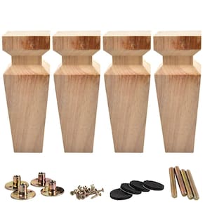 Pernas de móveis La Vane Wooden, geometria esculpida de 15 cm, conjunto de 4