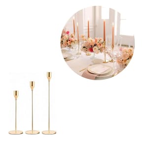 Bases Decorativas Para Velas Em Ferro Champagne 3 Peças