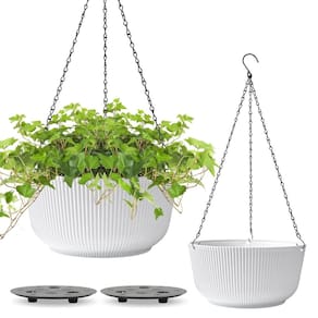 Plantadores suspensos T4U grandes de 30 cm para exterior, pacote com 2 unidades brancas