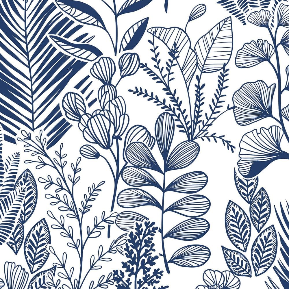 Papel de parede HeloHo Navy Blue Leaf 16,1 cm x 10 m autoadesivo