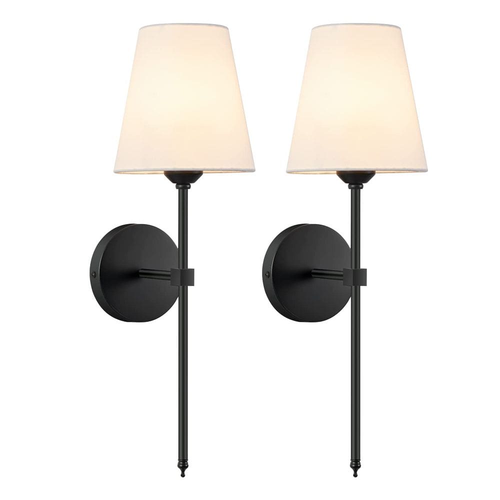 Arandelas de parede KUAUGST Retro Industrial com abajur de tecido branco