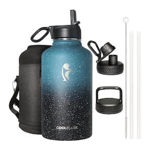 Garrafa de água Coolflask Galaxy Isolated 1,9 L com canudo e 3 tampas