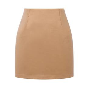 Saia IDEALSANXUN de lã de cintura alta para mulheres Pure Camel