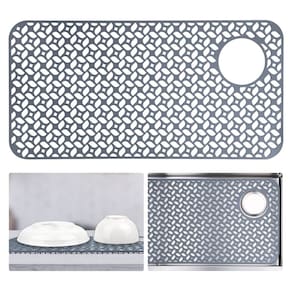 Tapete de pia JUSTOGO Silicone 71,6 cm x 36 cm cinza para cozinha
