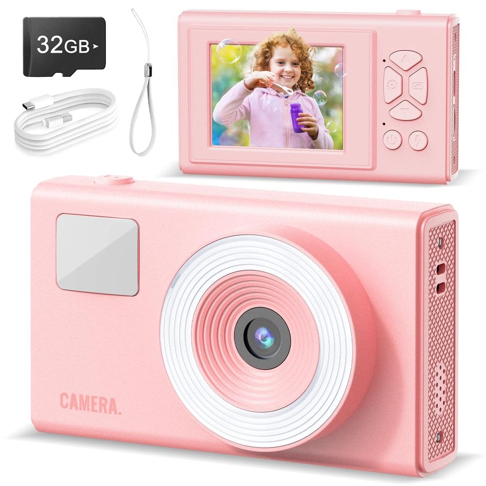 Câmera digital CIMELR UHD 4K 48MP 16x Zoom Kids Rosa