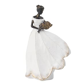 Estátua de fada Guichifun White Leaf Angel Girls Decoração de resina