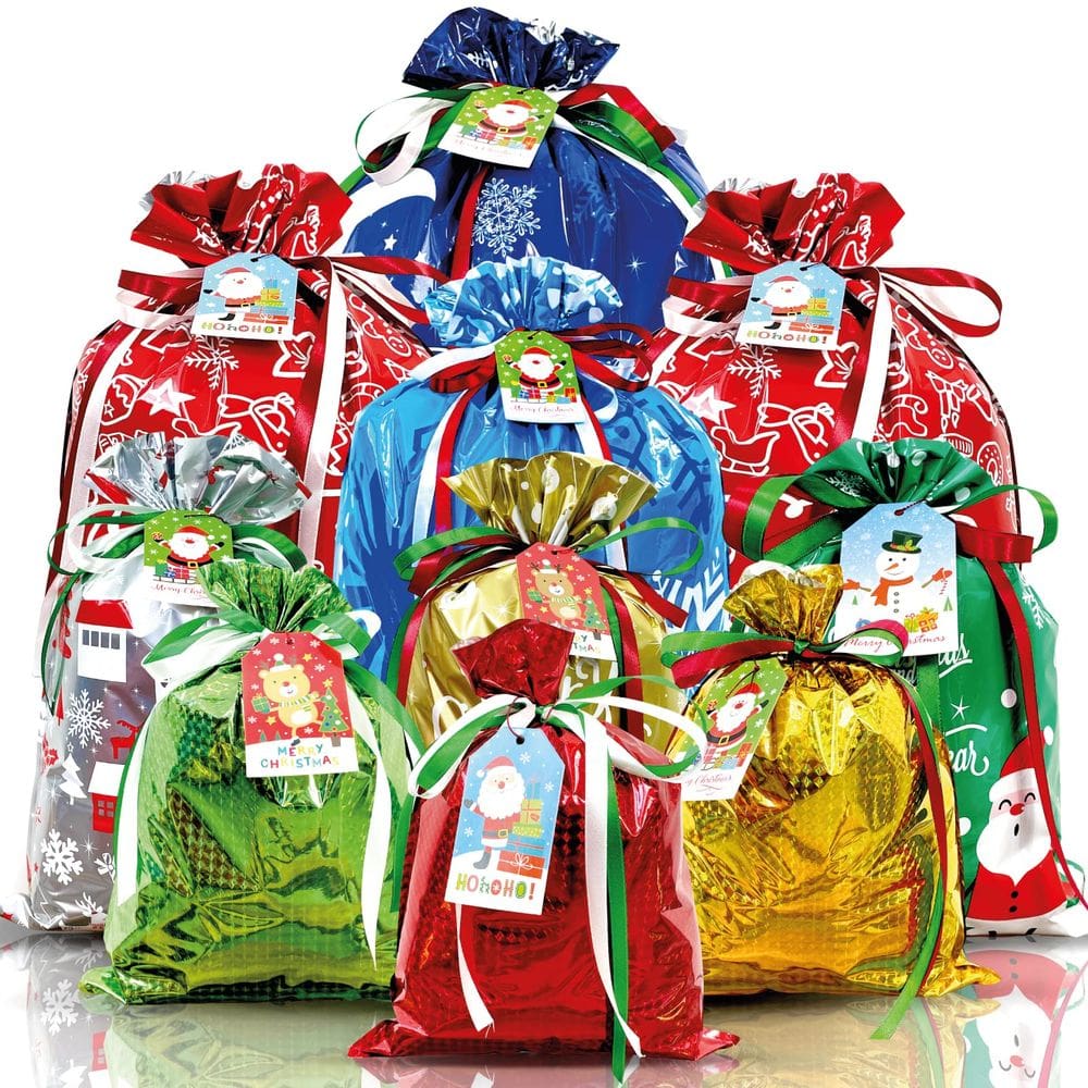 Sacos de presente de Natal com diâmetros variados, 38 unidades