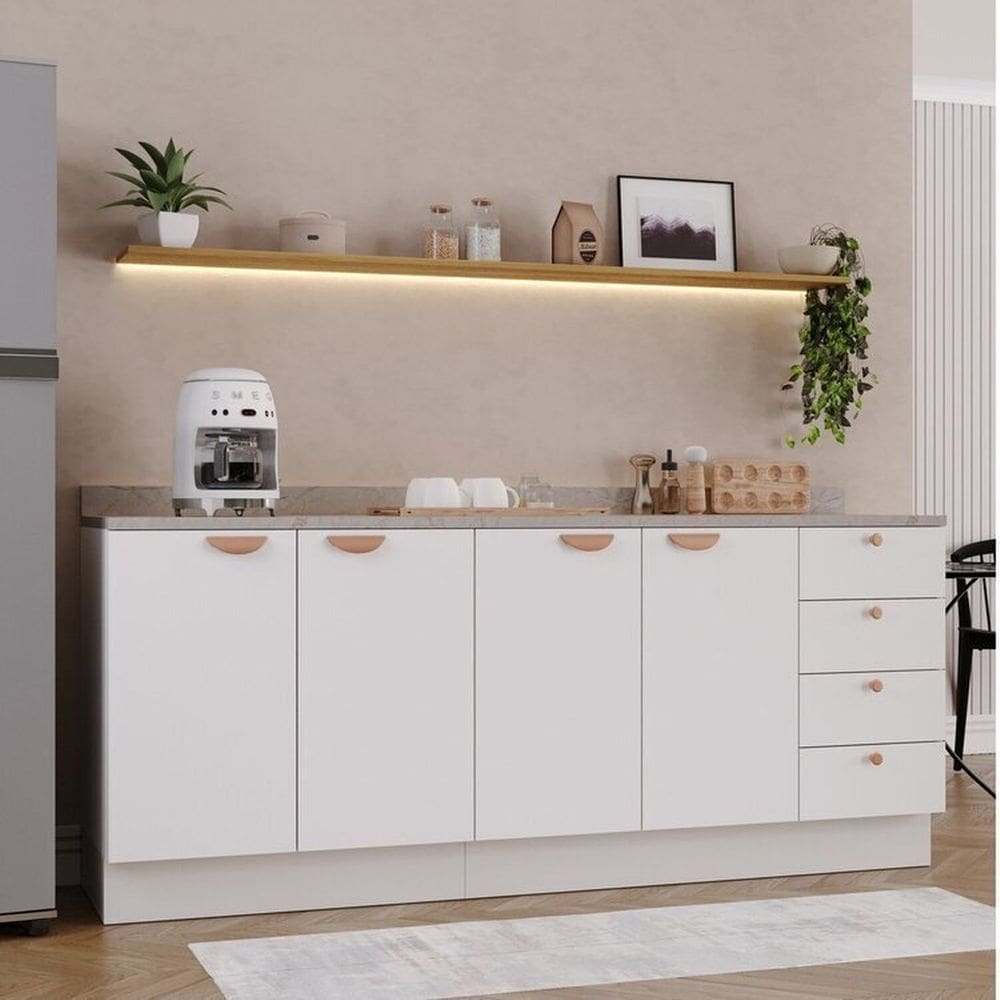 Cozinha Modulada 2 Peças 2 Balcões Arizona CabeCasa MadeiraMadeira Branco