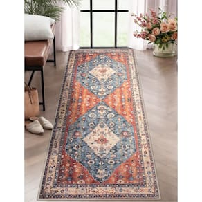 Tapete Runner SERISSA Boho lavável 60x150cm, antiderrapante, macio
