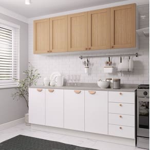 Cozinha Modulada 4 Peças 2 Aéreos 2 Balcões Arizona CabeCasa MadeiraMadeira Branco/Figueira