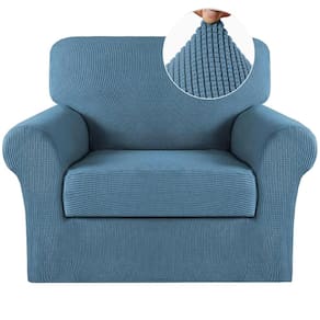 Capas de cadeira turquesas, 2 peças para sala de estar, azul empoeirado