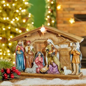 Estatuetas de Natal Glitzhome Lighted Resin 32cm