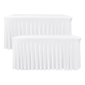 Saia de mesa Nasitos branca para mesas retangulares de 6 pés, pacote com 2