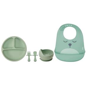 Kit De Refeicao Infantil 4 Pecas Em Silicone Verde - Buba