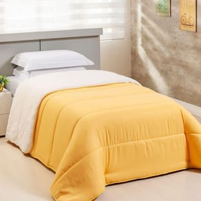 Edredom Solteiro Coberdrom Flupy Percal-sherpa 1 Peça - Amarelo