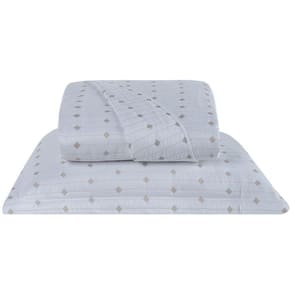 Cobre Leito Solteiro Decor Bordado 200 Fios 2 Peças - Branco