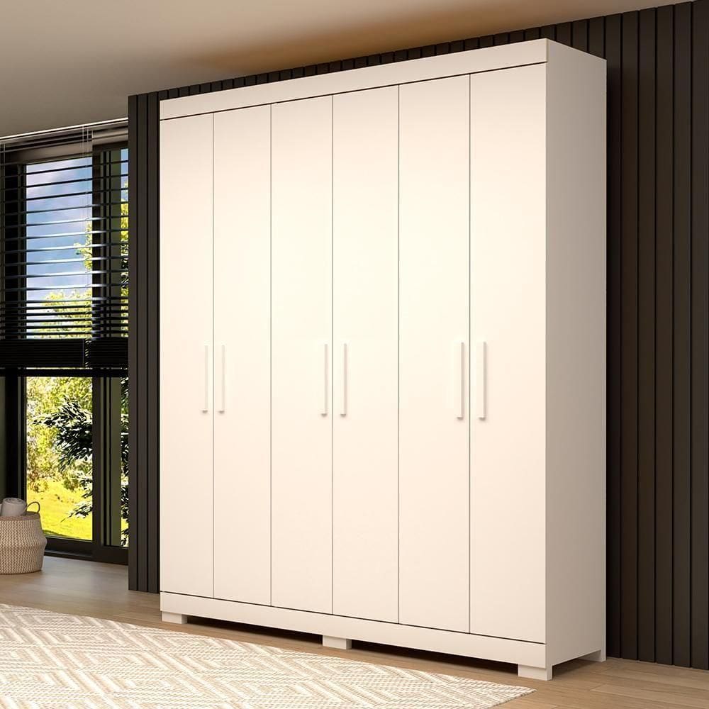 Guarda Roupa Casal Canadá 6 Portas 100% Mdf Linhamobília Branco