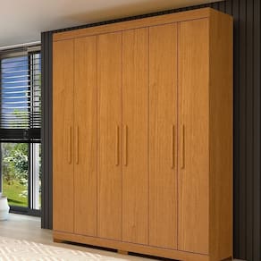 Guarda Roupa Casal Canadá 6 Portas 100% Mdf Linhamobília Cinamomo