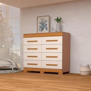 Cômoda Índia 08 Gavetas 100% Mdf Linhamobília Cinamomo Off White
