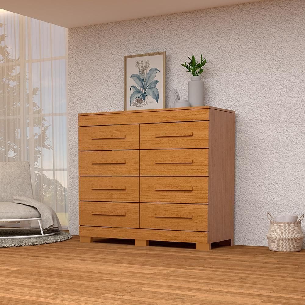 Cômoda Índia 08 Gavetas 100% Mdf Linhamobília Cinamomo