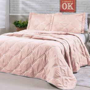 Cobre Leito 3 Peças Queen Bordado Percal 200 Fios Unique Cor Rose Salmao