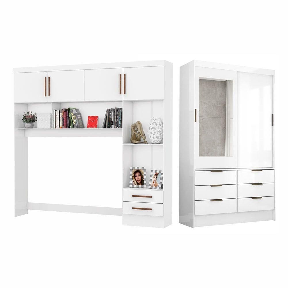 Guarda Roupa Modulado Sevilha Com Espelho Carioca Móveis Branco