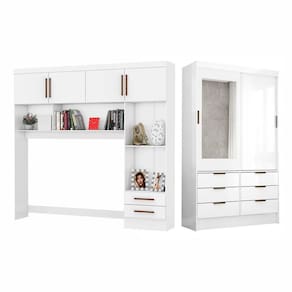 Guarda Roupa Modulado Sevilha Com Espelho Carioca Móveis Branco