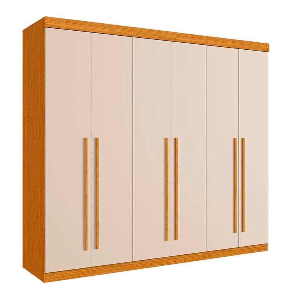 Guarda Roupa De Casal Uruguai 6 Portas 100% Mdf Linhamobília Cinamomo Off White