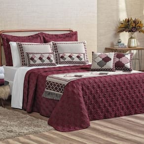 Kit Cobre Leito King Turin Com Almofadas E Peseira 180 Fios 10 Peças - Vinho