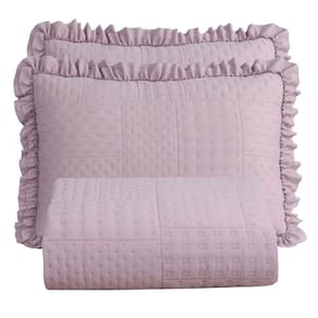 Cobre Leito King Percal 300 Fios Babado Malvinni 3 Peças Cor Rosee
