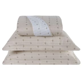 Cobre Leito Casal Padrão Decor Bordado 200 Fios 3 Peças - Avela