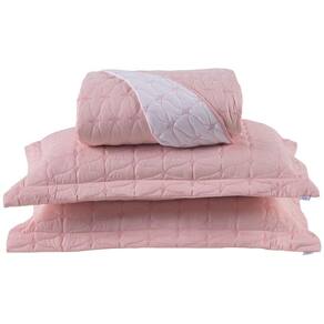 Cobre Leito Queen Cristal Percal 200 Fios Bordado 3 Peças - Rose