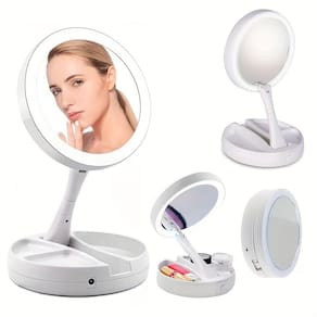 Espelho Led Dupla Face Iluminado Para Maquiagem Bancada