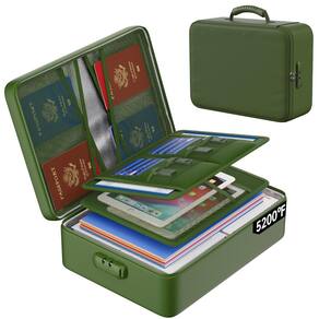 Bolsa de documentos à prova de fogo ENGPOW 5200°F com fechadura de 8 camadas verde