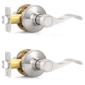 Alavancas de porta Probrico Brushed Nickel Passage Wave Style, pacote com 2