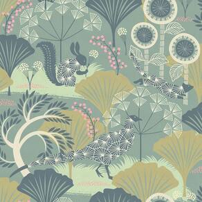 Papel de parede Livebor Floral Peel and Stick Green 45 cm x 10 m