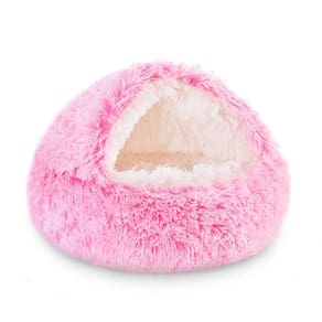 Cama para cães NOYAL, redonda, com capuz, rosquinha de pelúcia, fofa, anti-ansiedade